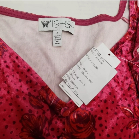 Jessica Simpson Crushed Velvet Fairy Goth Floral Romantic Asymmetrical Dress S - Picture 11 of 11